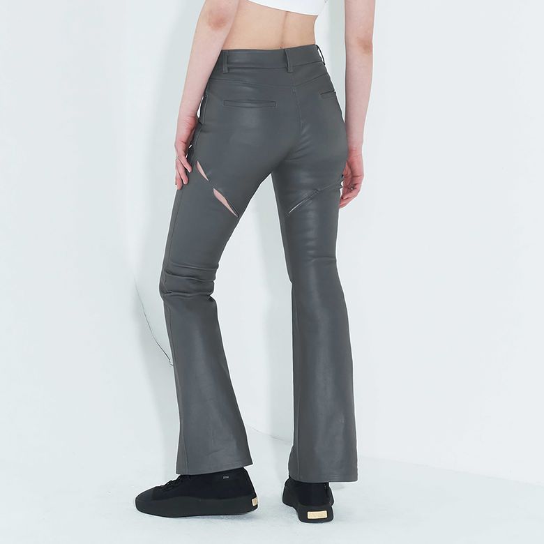 Coated Back Slit Jeans _ Grey