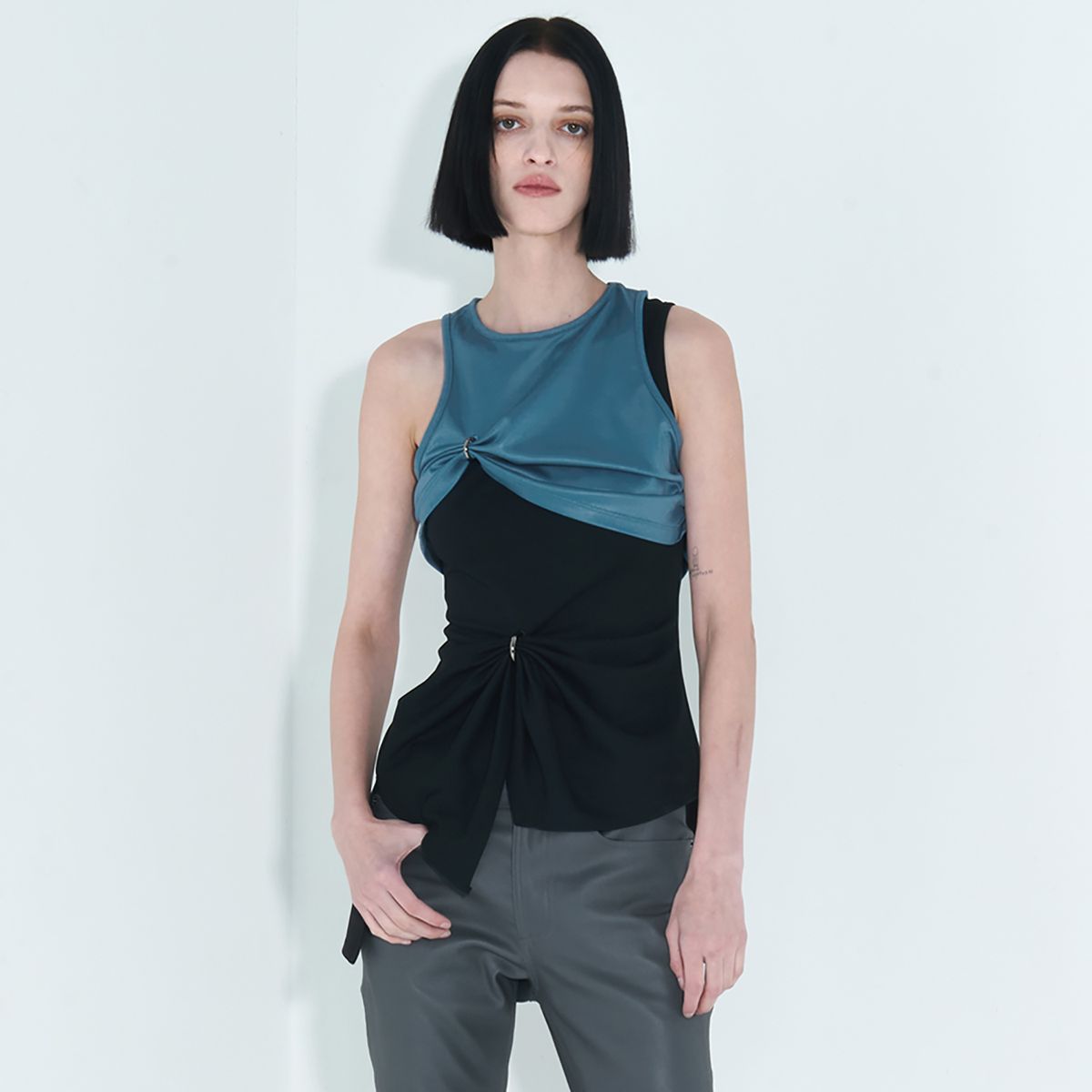 킴지수(KIMZISU) Chain Link Layered Top _ Teal
