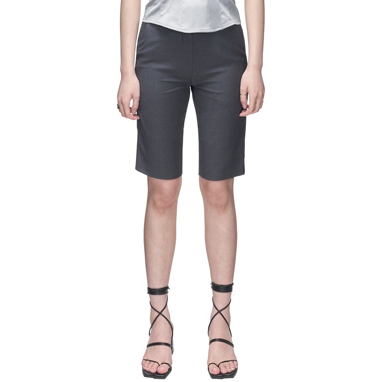 Back Slit Bermuda Shorts _ Blue Grey