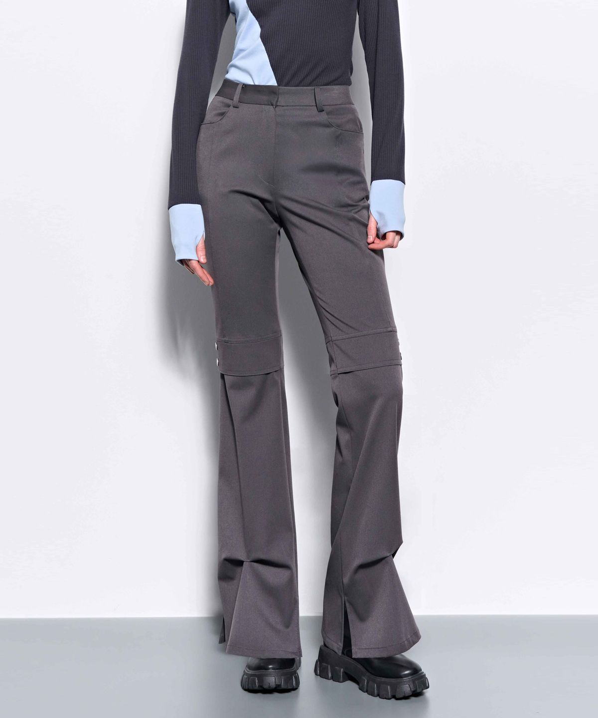 킴지수(KIMZISU) Pinched Slit Pants _ Grey