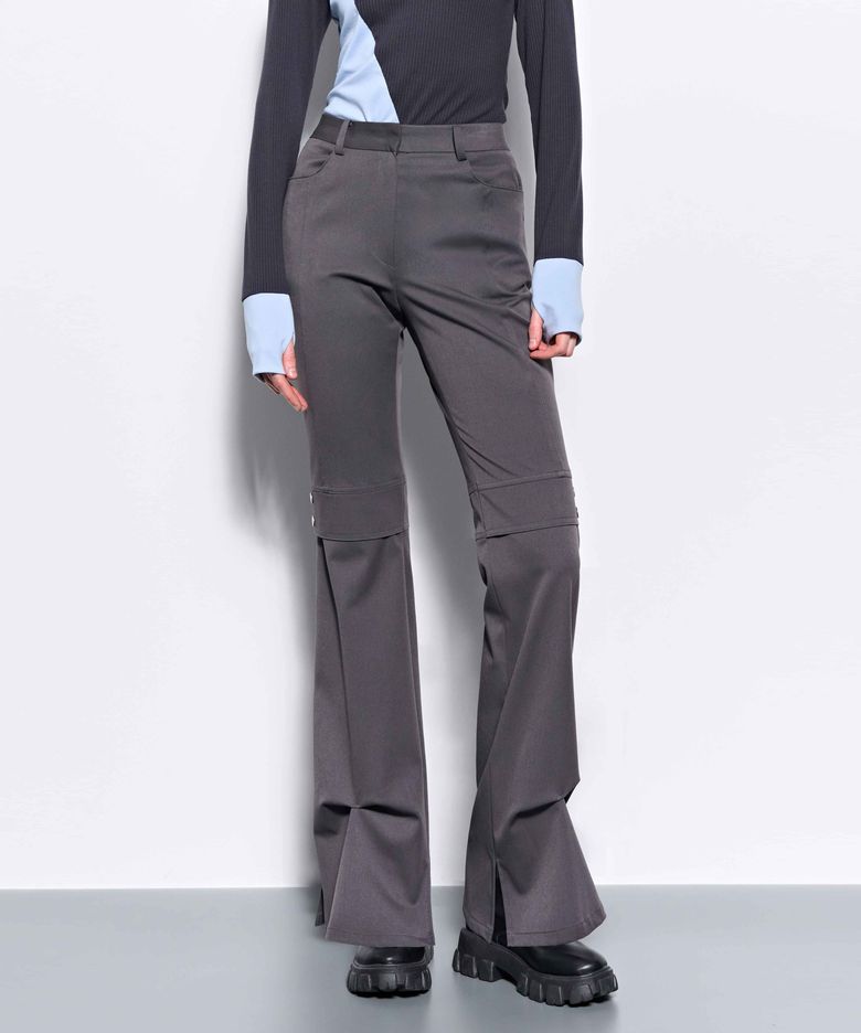 Pinched Slit Pants _ Grey