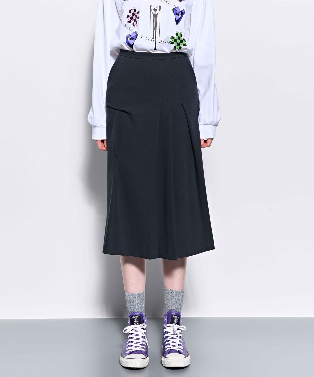 킴지수(KIMZISU) DOZI - Pinched Midi Skirt _ Charcoal
