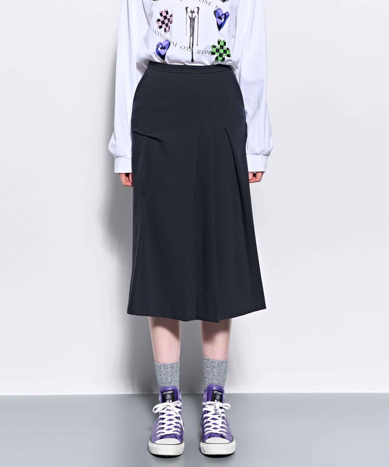DOZI - Pinched Midi Skirt _ Charcoal