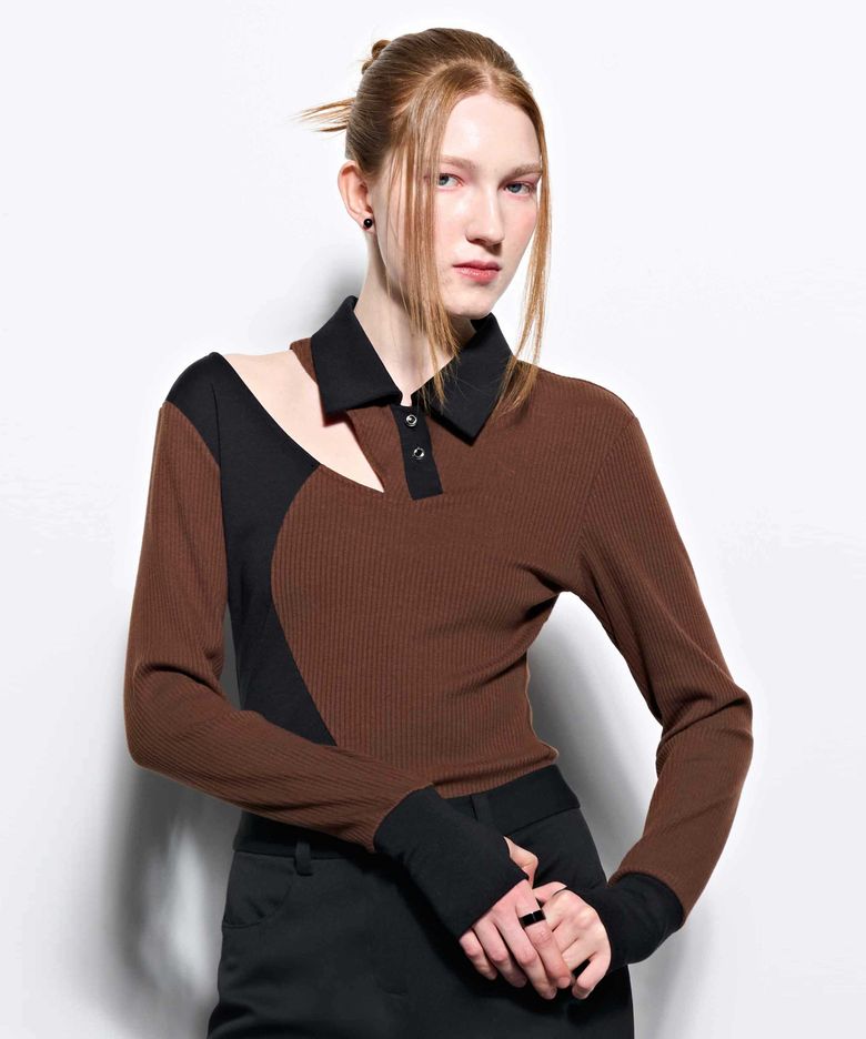 Cutout Polo _ Brown