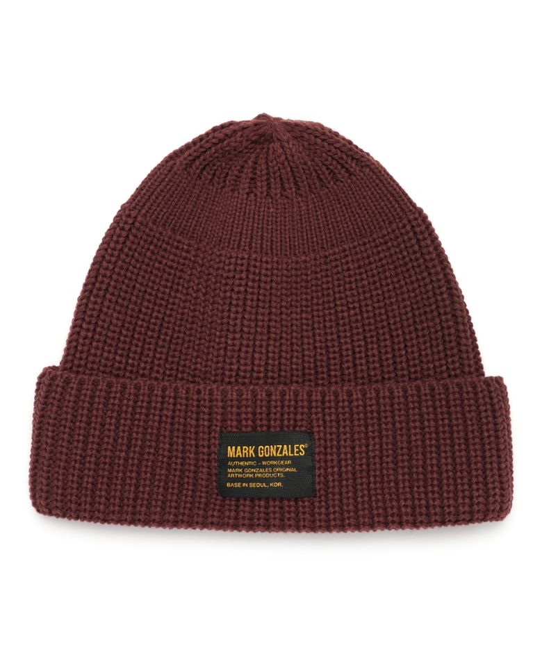 Knit cuff beanie - WINE