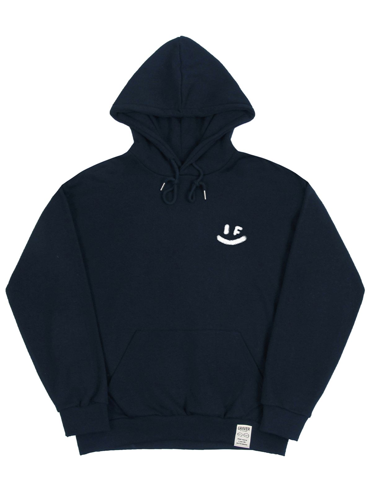 그레이버(GRAVER) [UNISEX]스프레이 스몰 드로잉 스마일 후드티_네이비
