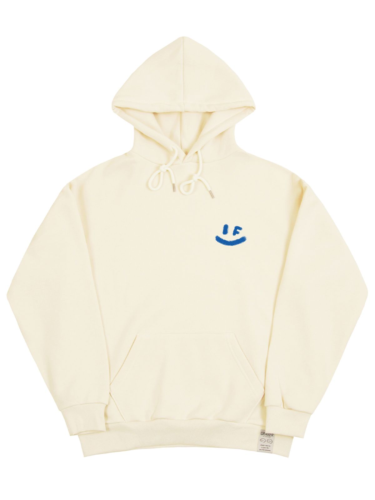 그레이버(GRAVER) [UNISEX]스프레이 스몰 드로잉 스마일 후드티_크림