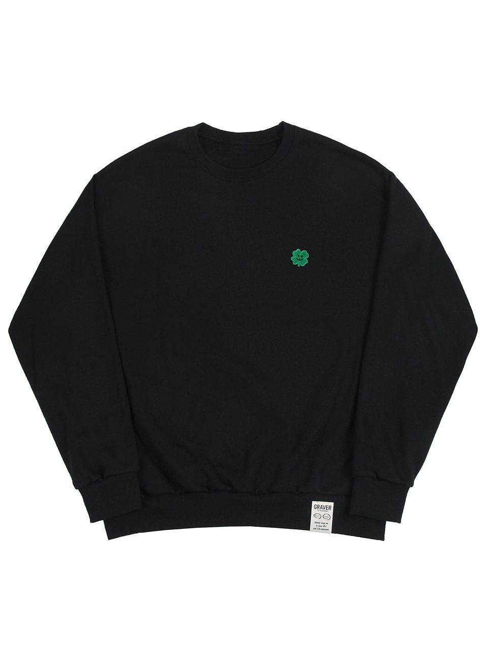 [GRAVER]★CLOVER SMILE EMBROIDERY HOODIE UNISEX] Clover smile embroidery hooded sweatshirt - GRAVER