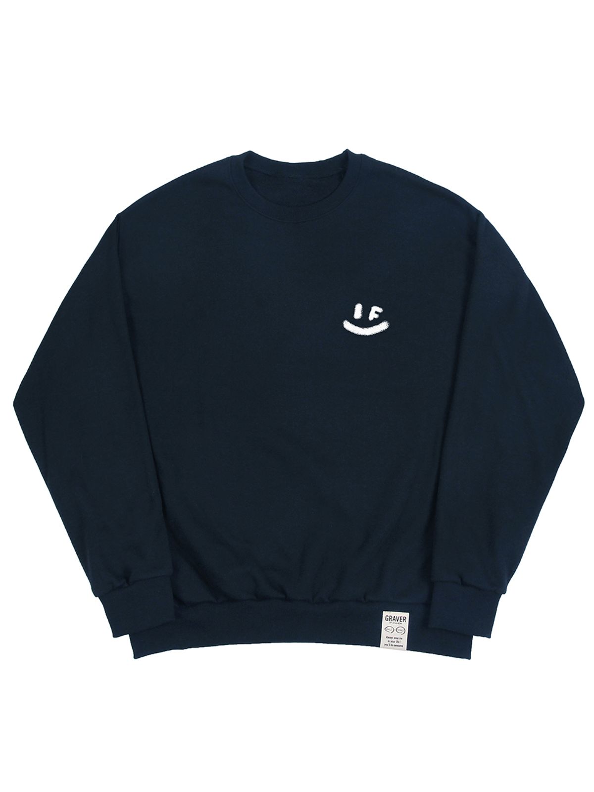 그레이버(GRAVER) [UNISEX]스프레이 스몰 드로잉 스마일 맨투맨_네이비