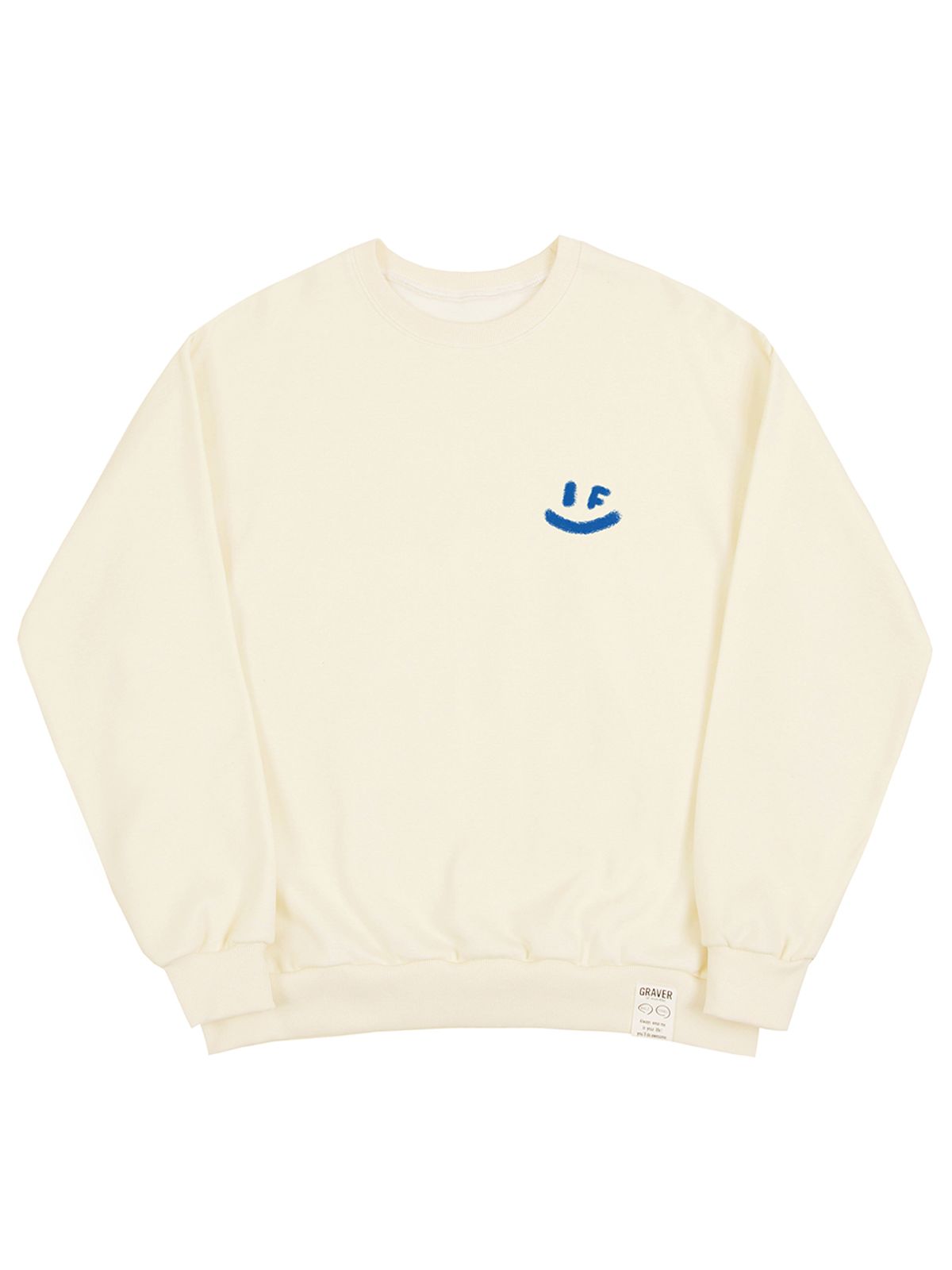 그레이버(GRAVER) [UNISEX]스프레이 스몰 드로잉 스마일 맨투맨_크림