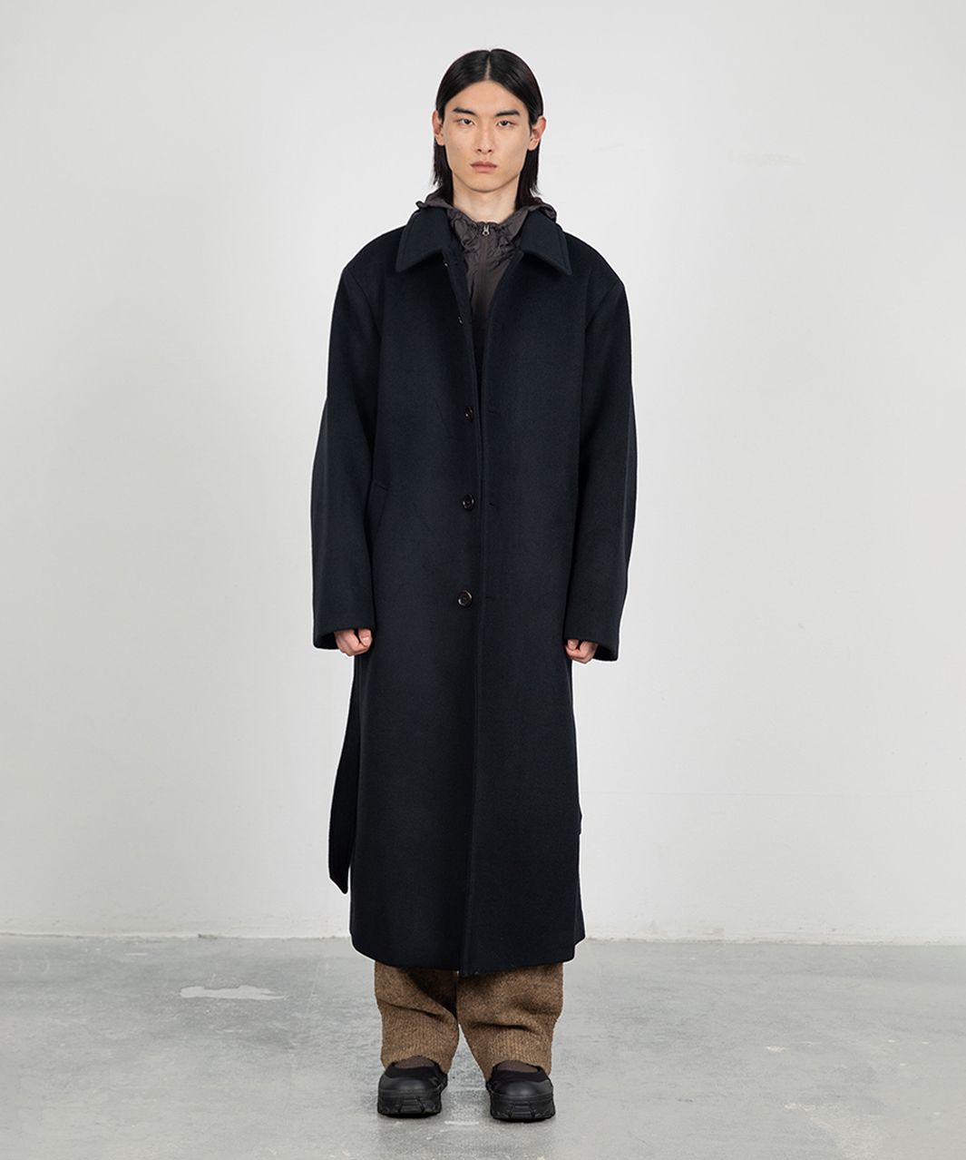 AMOMENTO ロングコート チャコール 韓国 AMOMENTO ロングコート チャコール 韓国
