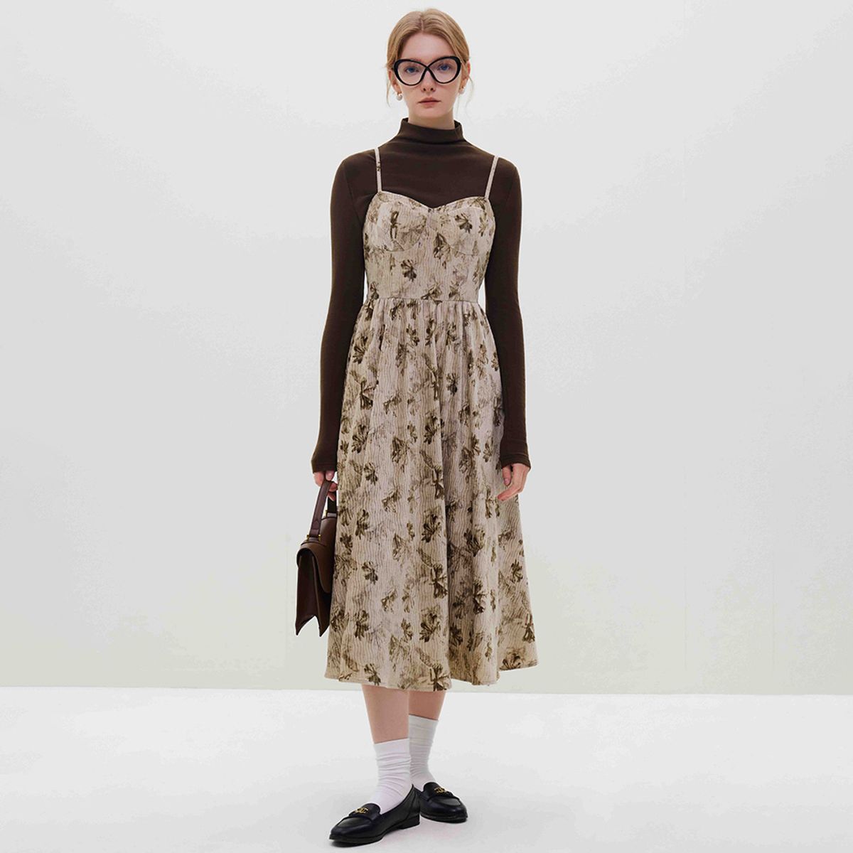웬스데이딜라잇(WEDNESDAY DELIGHT) WD_Autumn corduroy floral dress