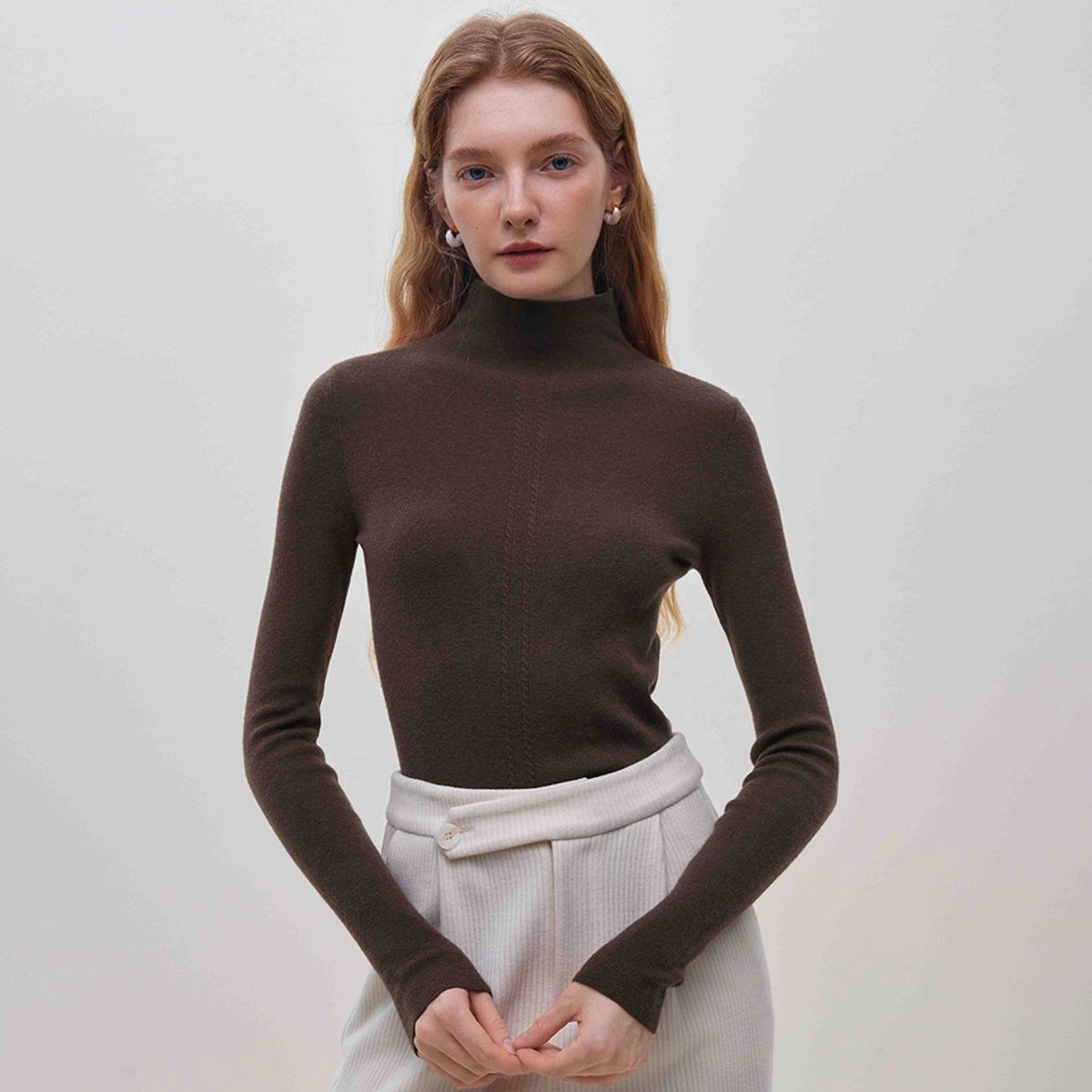 웬스데이딜라잇(WEDNESDAY DELIGHT) WD_Cable half turtleneck knit top_4color