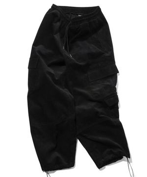 코듀로이 와이드 오버 카고 팬츠 블랙