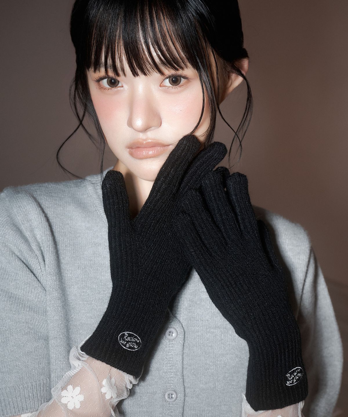 리끌로우(RECLOW) RC KNIT LOGO 장갑 BLACK
