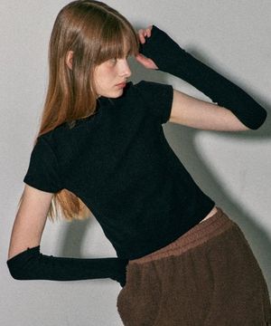 HIGH-NECK KNIT WARMER SET_BLACK