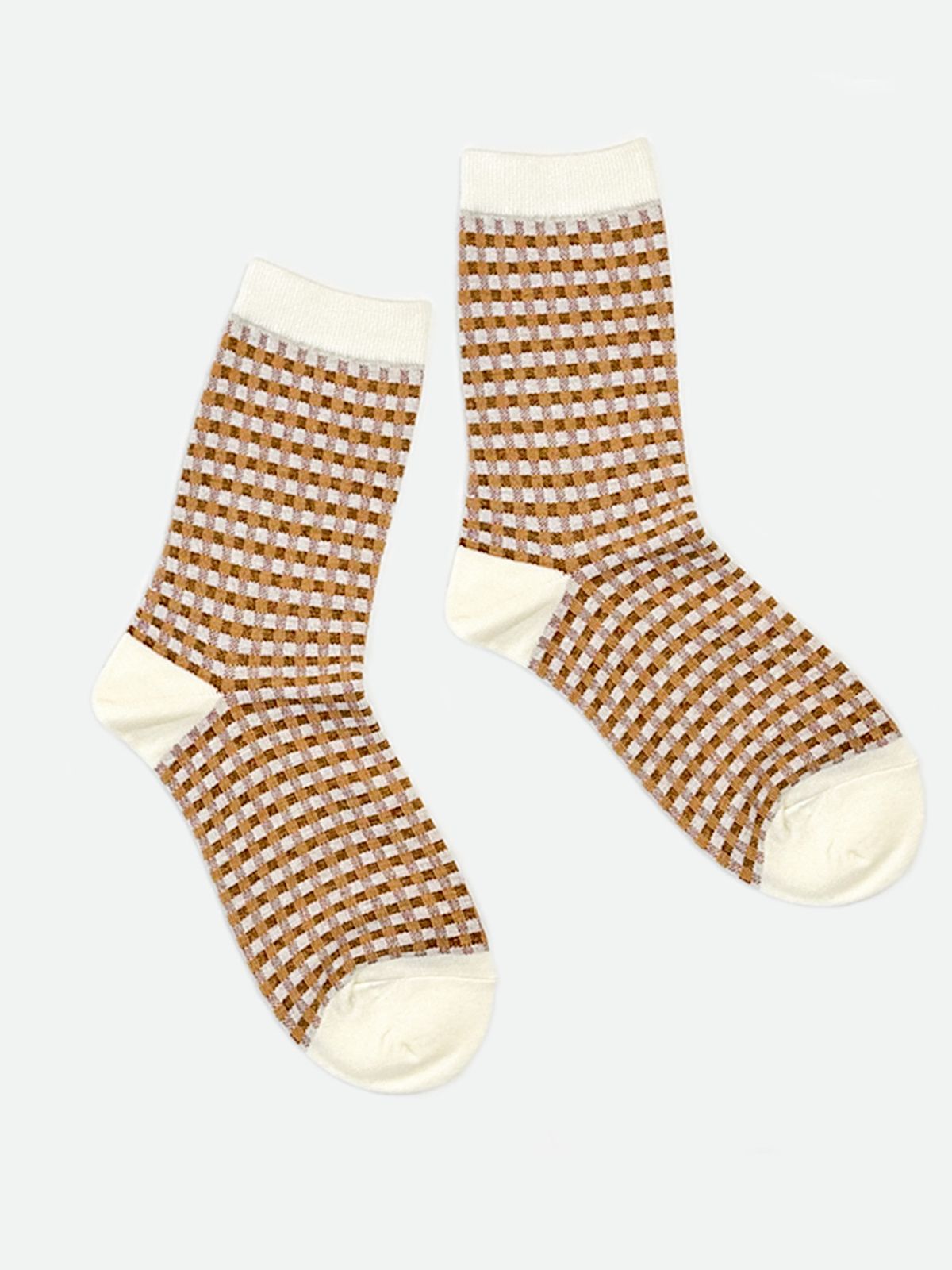 옐로우삭스(YELLOWSOCKS) 스몰 깅엄 체크 로우브라운