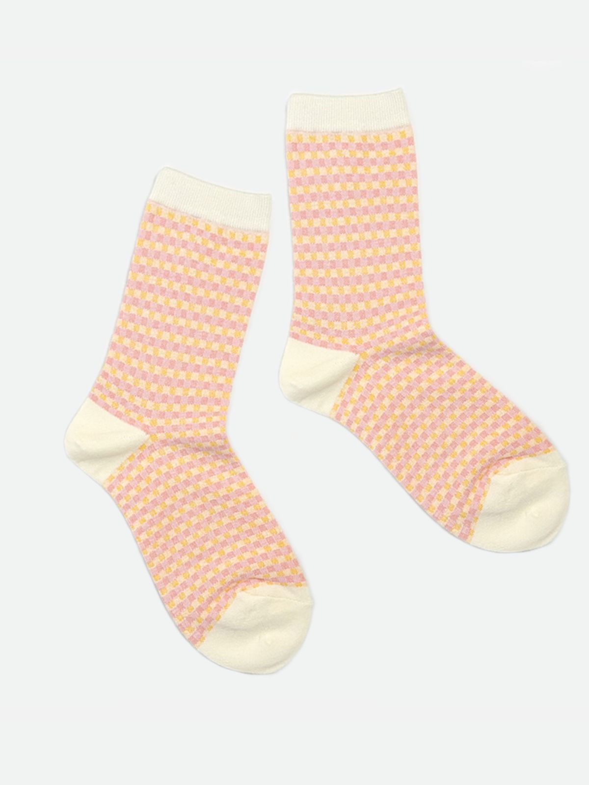 옐로우삭스(YELLOWSOCKS) 스몰 깅엄 체크 캔디핑크