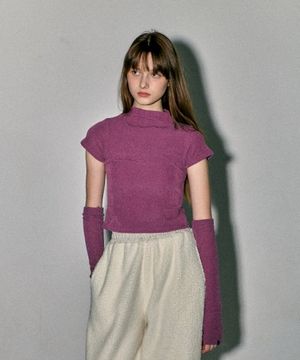 HIGH-NECK KNIT WARMER SET_PURPLE