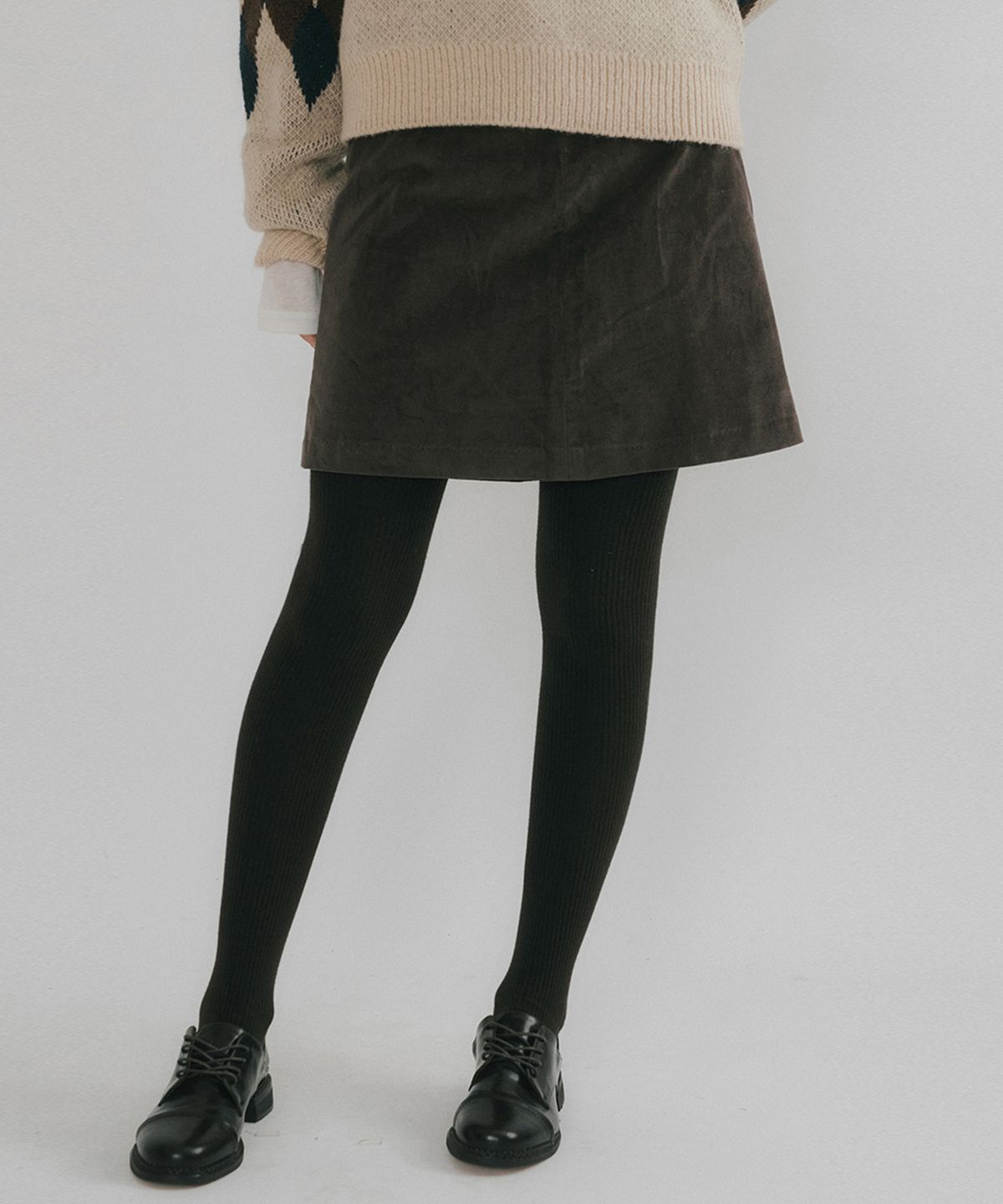 리올그(REORG) OSON COTTON VELVET MINI SKIRT ASH BROWN