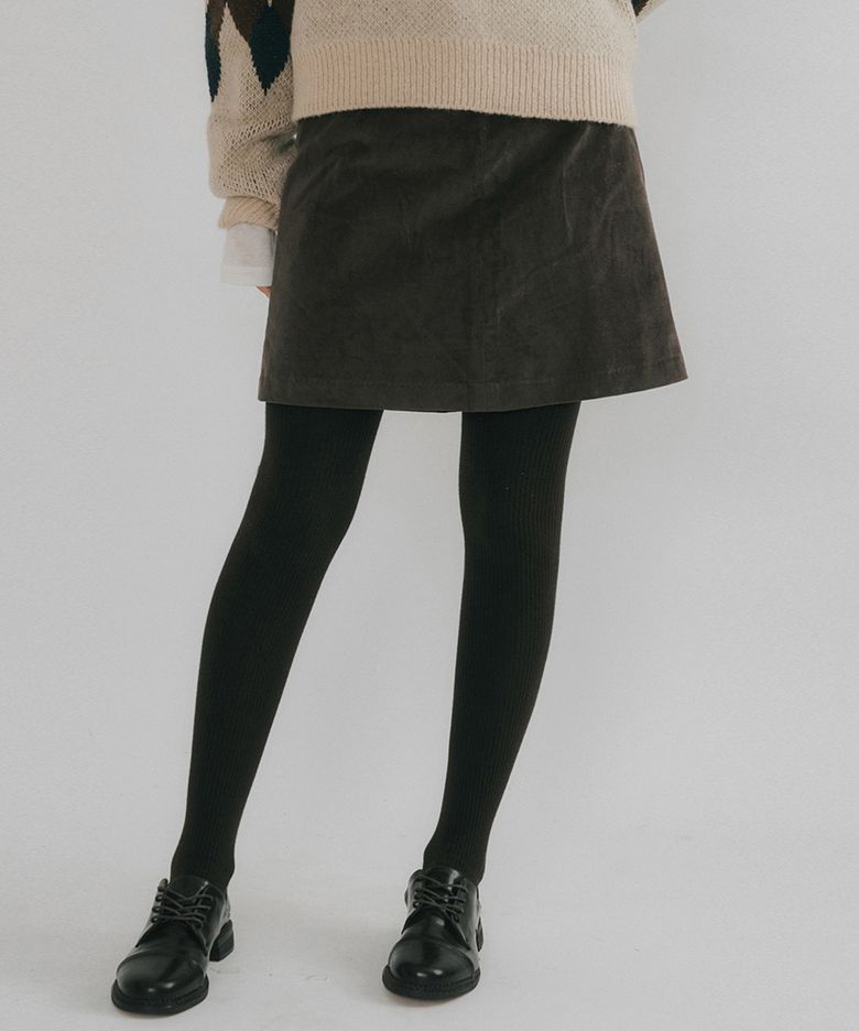 OSON COTTON VELVET MINI SKIRT ASH BROWN
