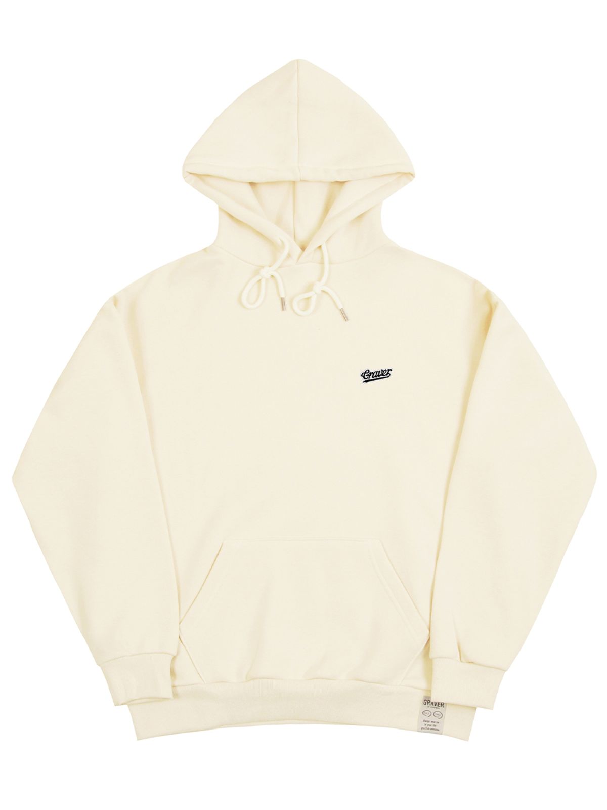 그레이버(GRAVER) [UNISEX]베이스볼 블랙 로고 자수 후드티_크림