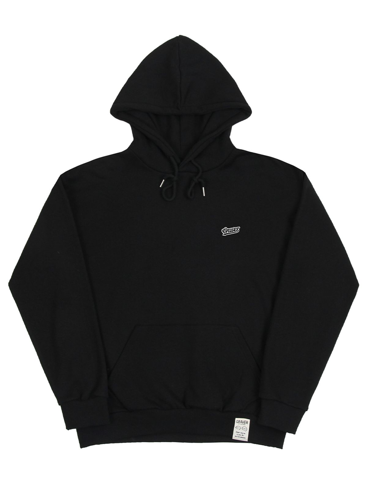 그레이버(GRAVER) [UNISEX]베이스볼 블랙 로고 자수 후드티_블랙