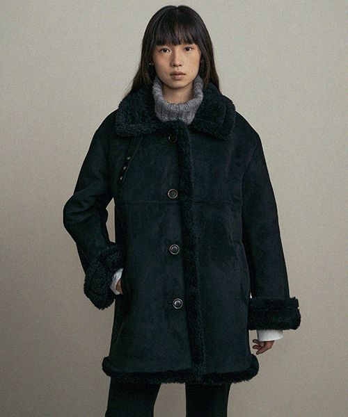 LINGSEOUL ■ suede mustang coat ムートン MUSINSA | LINGSEOUL suede mustang coat-black