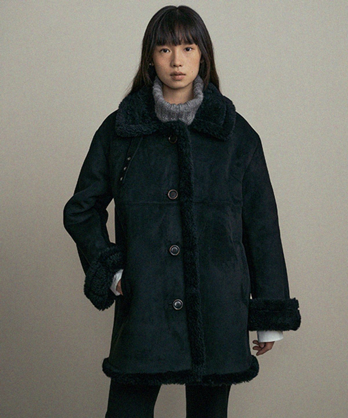 링서울(LINGSEOUL) suede mustang coat-black