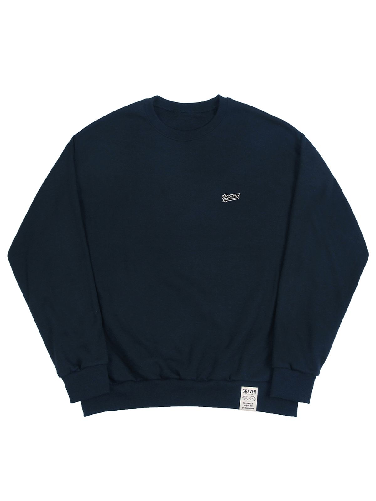 그레이버(GRAVER) [UNISEX]베이스볼 블랙 로고 자수 맨투맨_네이비