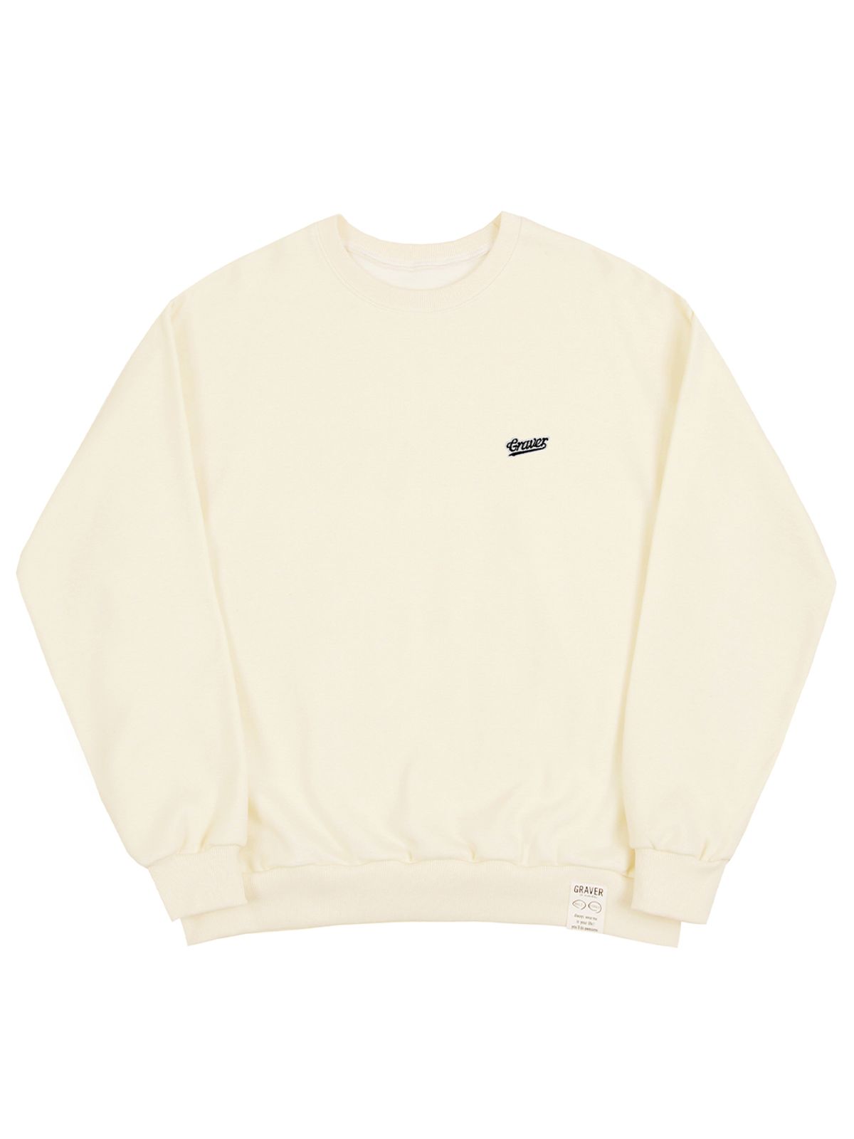 그레이버(GRAVER) [UNISEX]베이스볼 블랙 로고 자수 맨투맨_크림