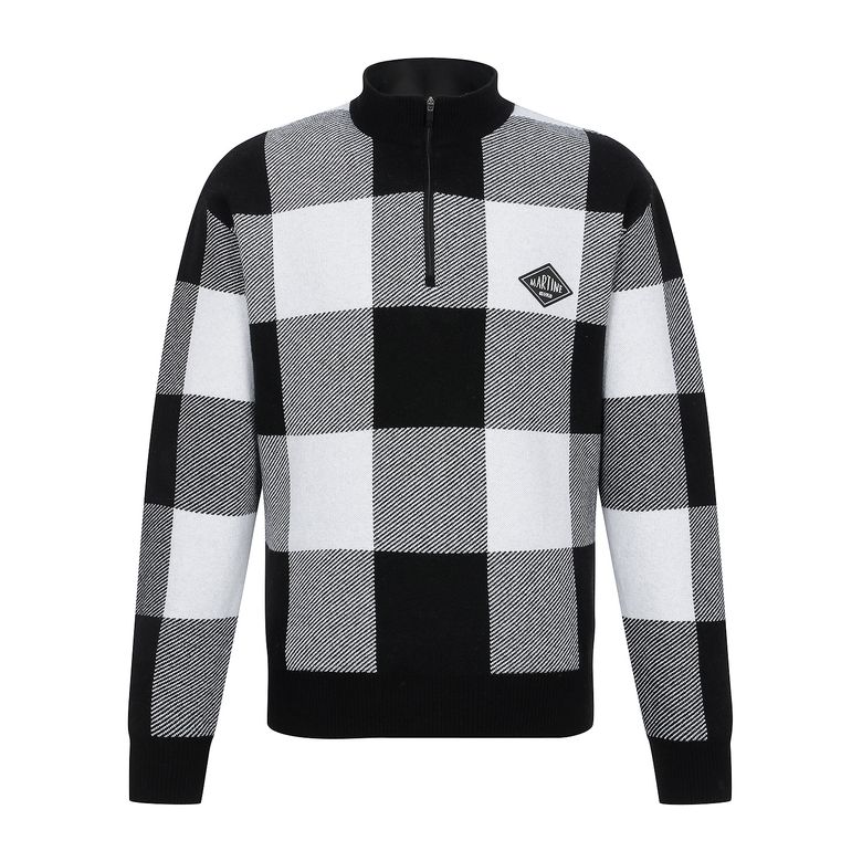 Check Half Zip-up Knit_Black (Men)