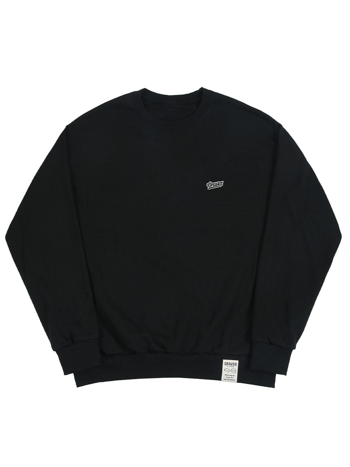 그레이버(GRAVER) [UNISEX]베이스볼 블랙 로고 자수 맨투맨_블랙