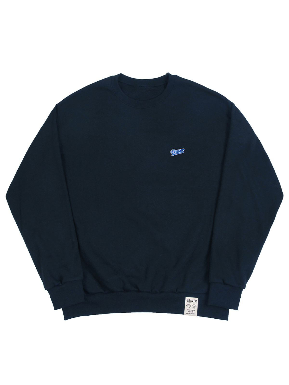 그레이버(GRAVER) [UNISEX]베이스볼 블루 로고 자수 맨투맨_네이비