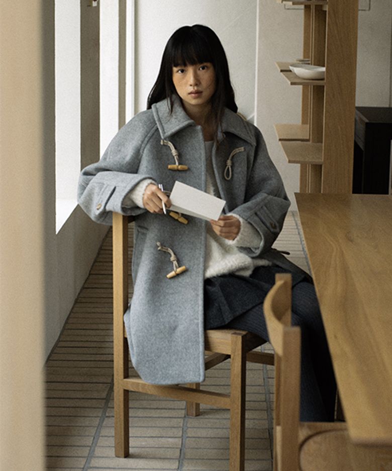 duffle half coat-gray