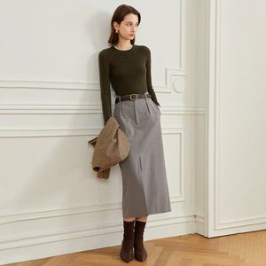 YY_Classic plaid front slit skirt