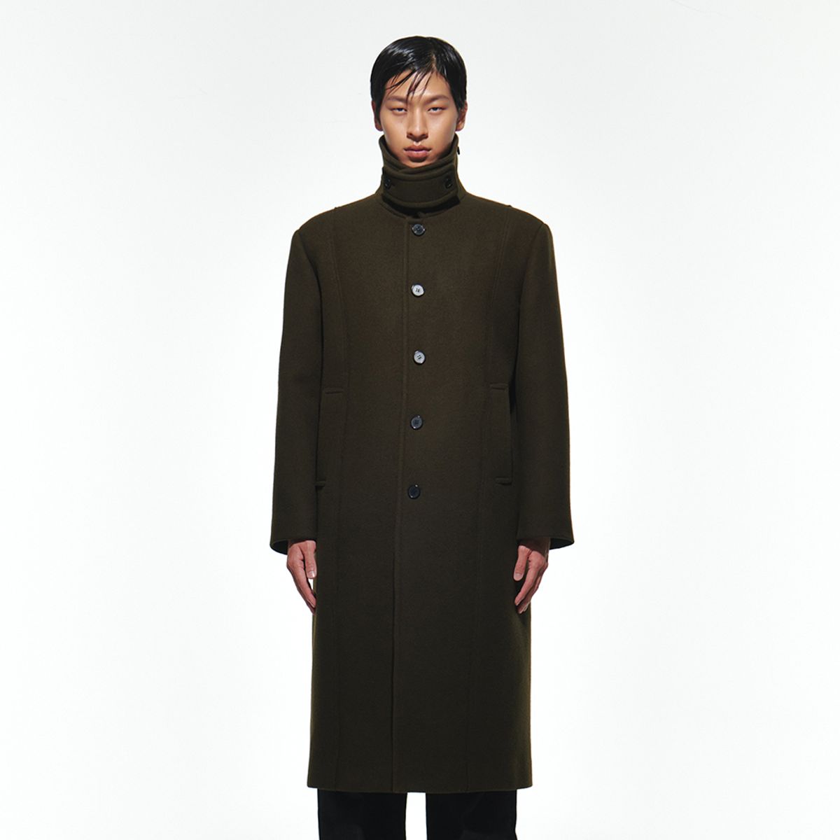 이어스트(EERST) Raw Edge Single Breasted Coat [Taupe Brown]
