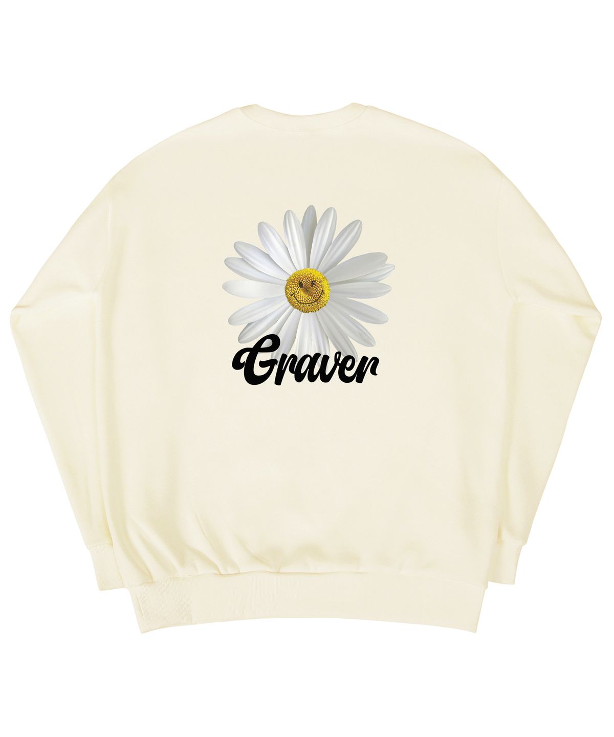 그레이버(GRAVER) [UNISEX]백 데이지플라워 스마일 맨투맨_크림