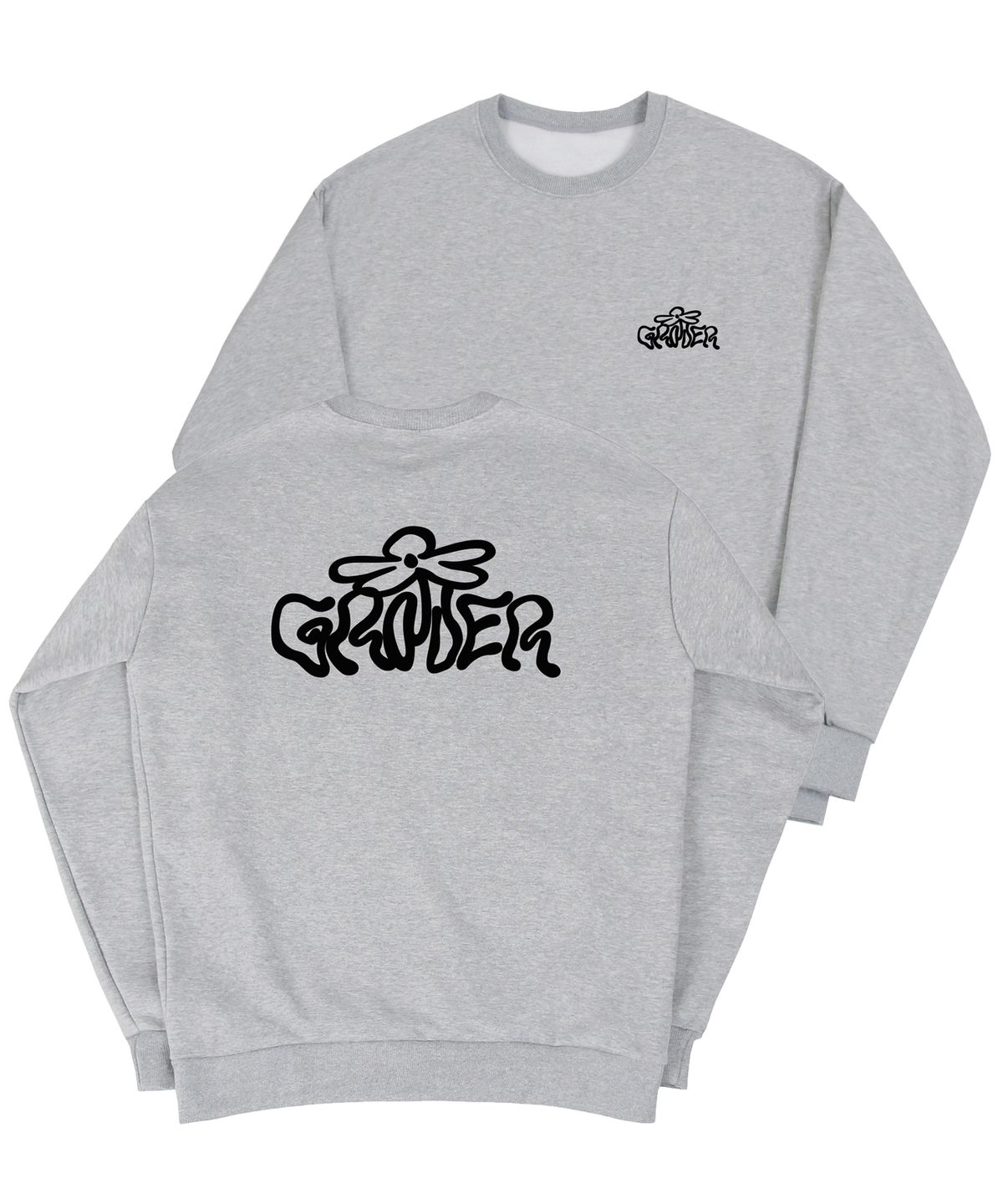 그레이버(GRAVER) [UNISEX]웨이브 로고 플라워 맨투맨_그레이