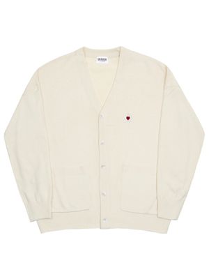 [UNISEX]플라워하트 자수 니트 가디건_크림