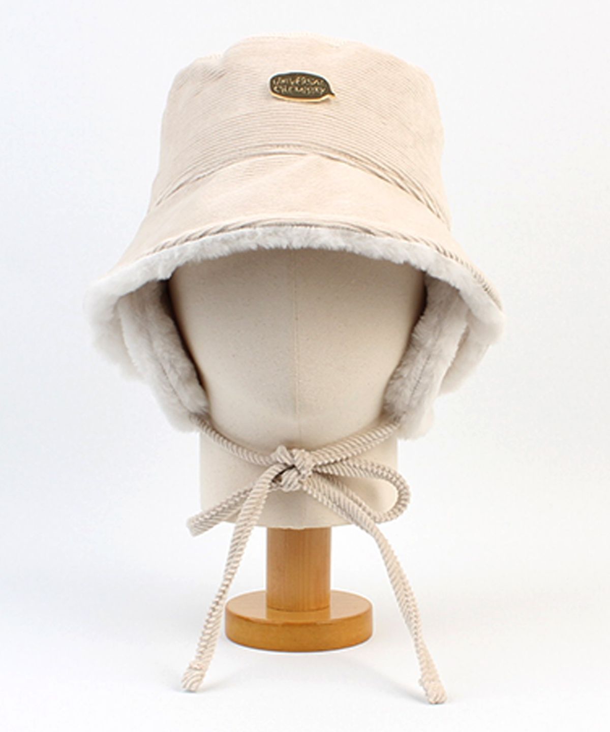 유니버셜 케미스트리(UNIVERSAL CHEMISTRY) Bubble Corduroy Ivory Earflap Bucket Hat 귀달이모자