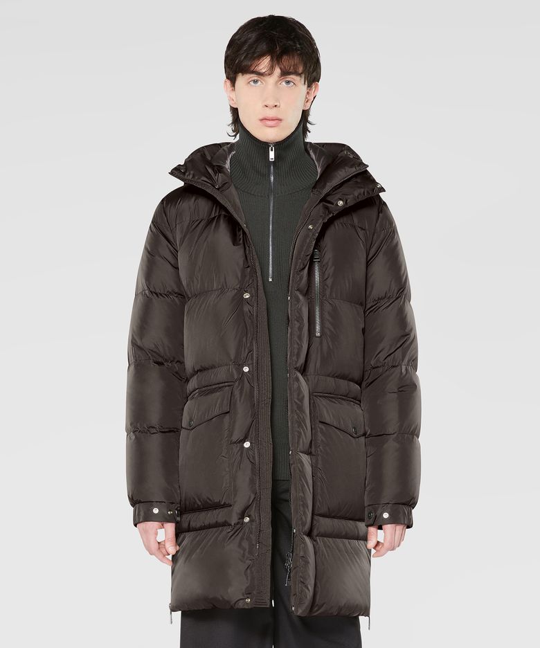 DOWN PARKA WITH  BRANDED HOOD (D/BROWN) [8AM002]