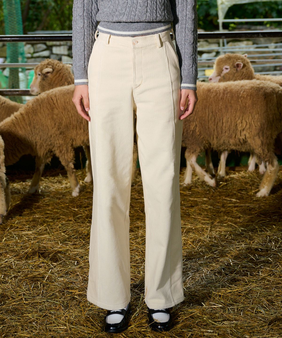 바이탈싸인(VITALSIGN) Corduroy Contrast Wide Pants (2colors)