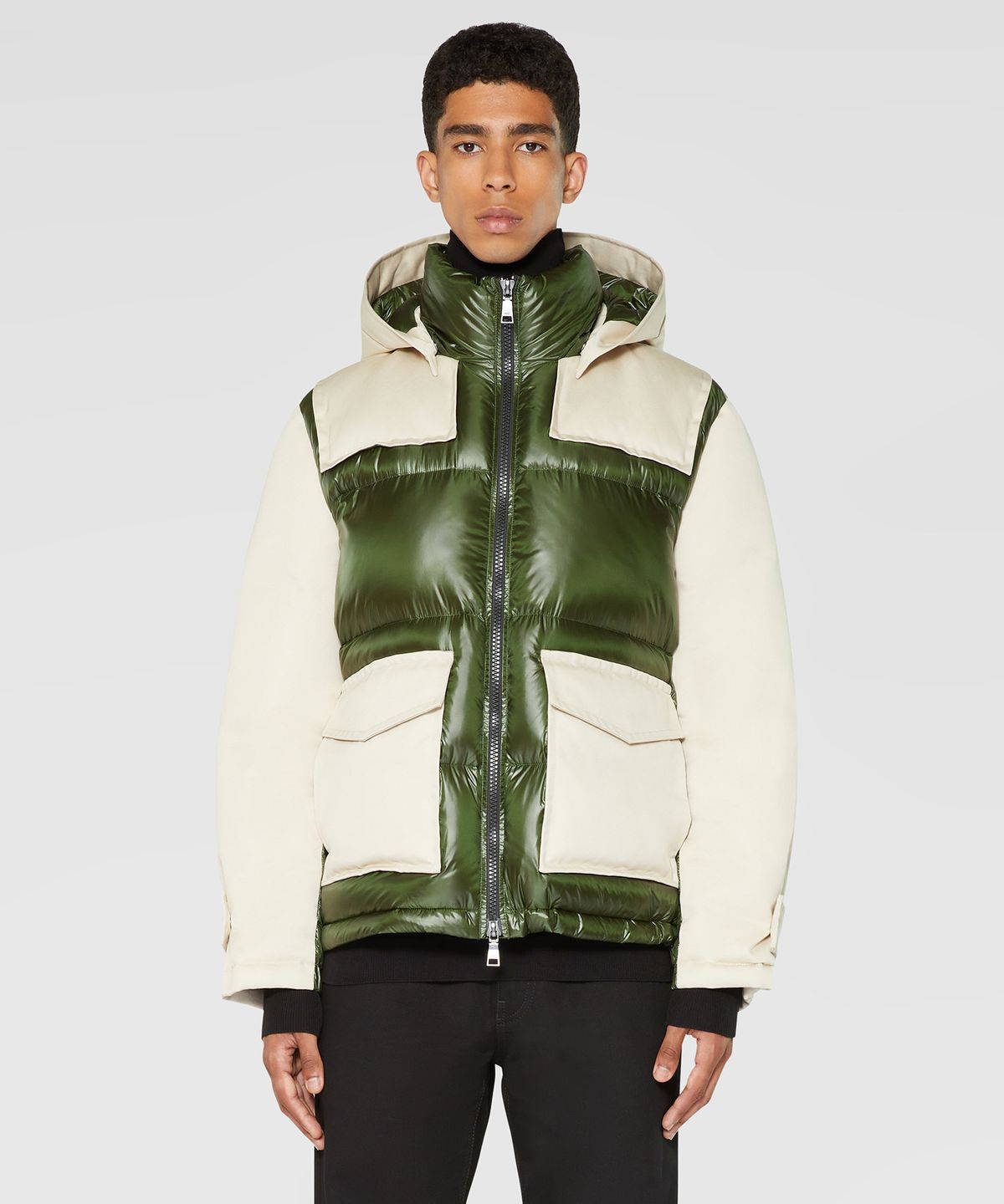 에이디디(ADD) 2-IN-1 TWIN JACKET : CARCOAT WITH OVERLAY DOWN BOMBER (IVORY) [8AMS60]