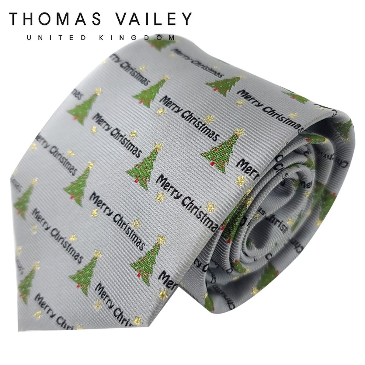 토마스 베일리(THOMAS VAILEY) 패션넥타이 메리크리스마스 그레이 8.5cm