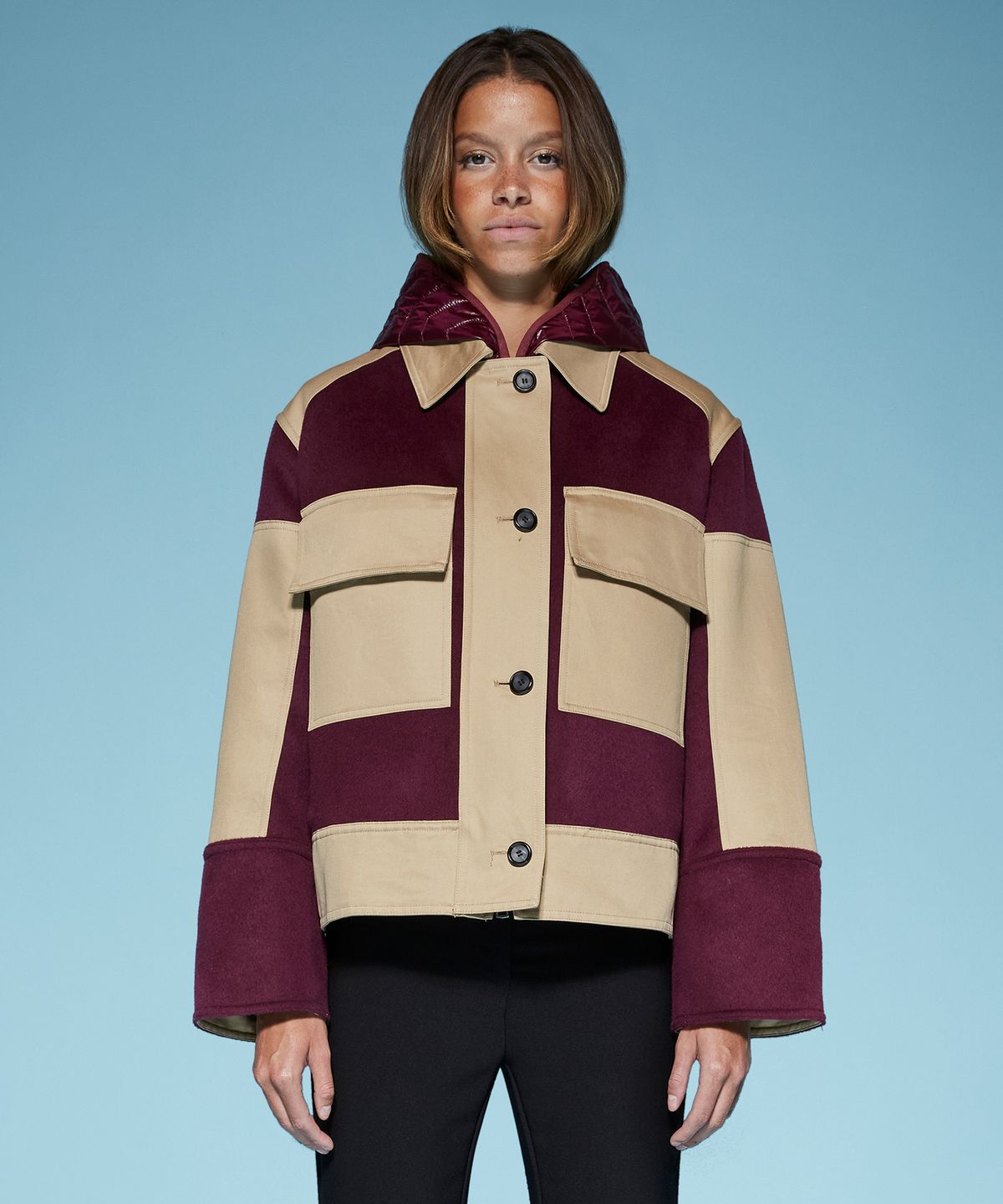 에이디디(ADD) 2-IN-1 JACKET WITH PADDED HOODED JACKET (BURGANDY) [8AWT78]