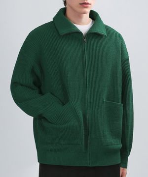 [Heavyweight] PULLOVER KNIT JACKET (GREEN)