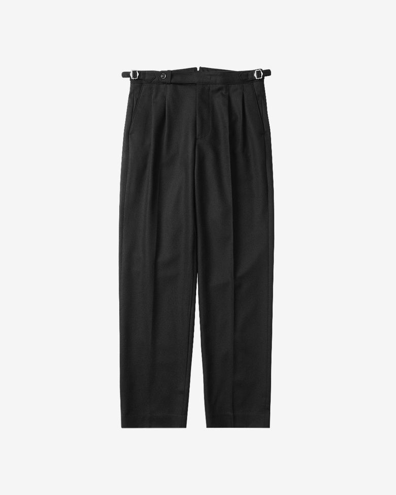 W302 Reve Pleats Wool Trousers (Black)