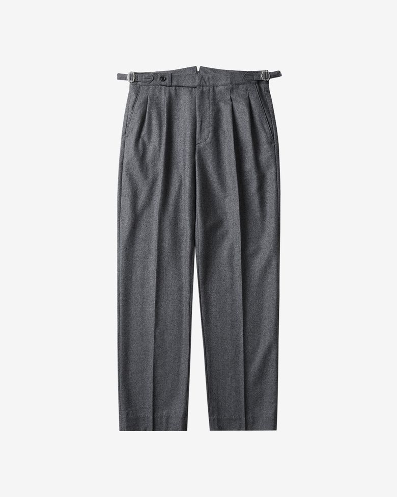 W301 Reve Pleats Wool Trousers (Gray)