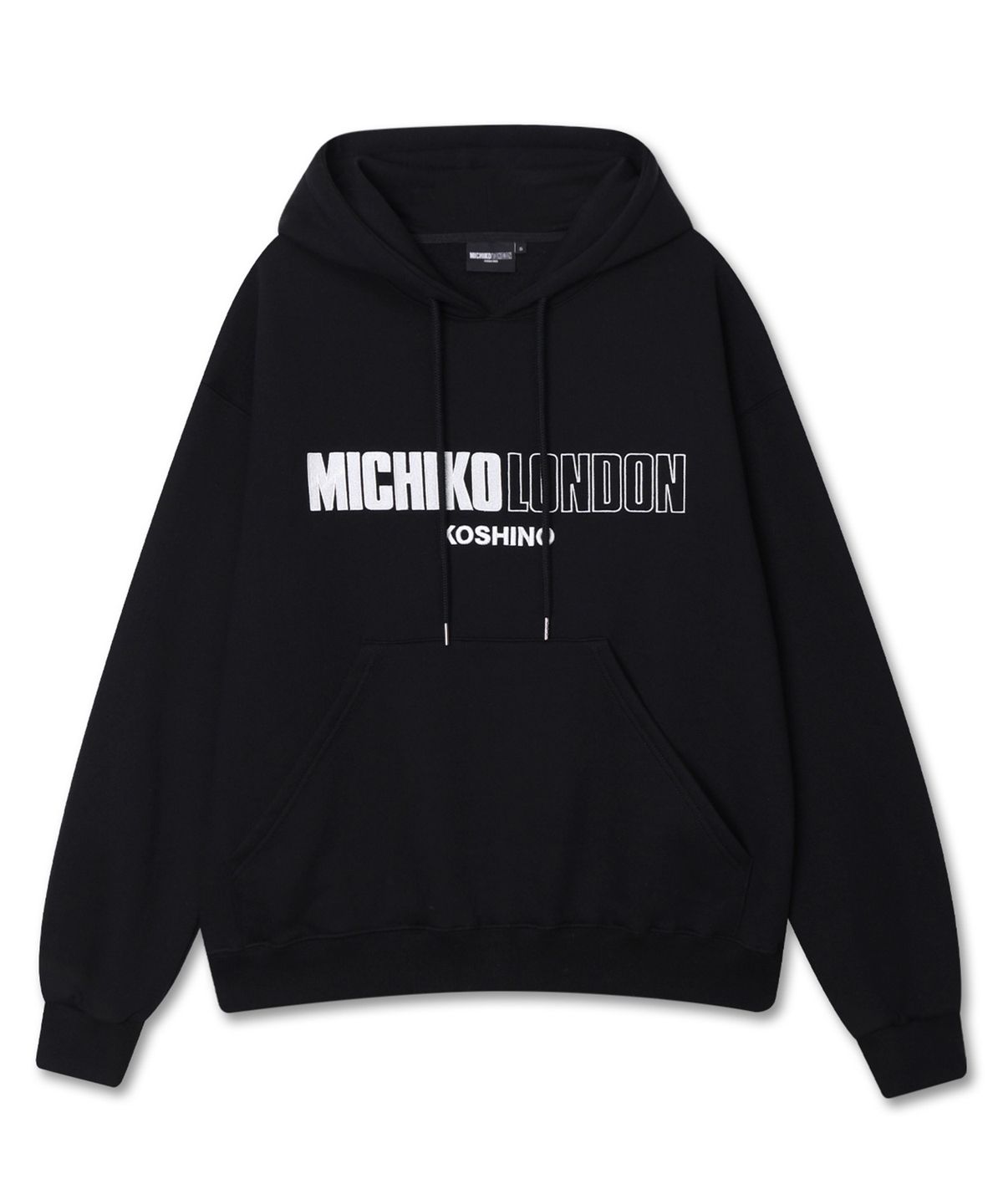 미치코런던 코시노(MICHIKO LONDON KOSHINO) 시그니처 로고 기모 후드 블랙_유니섹스